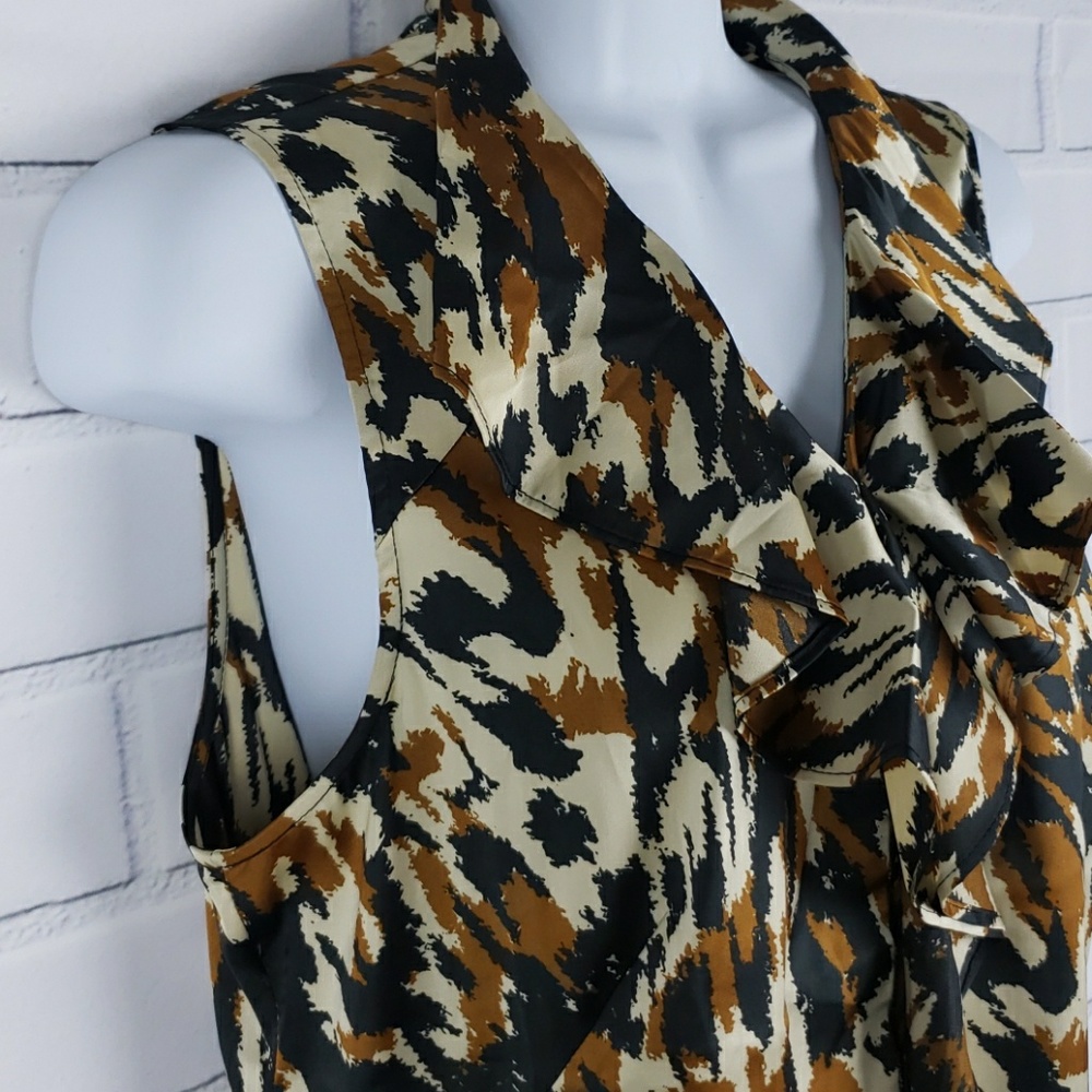 Ann Taylor  print ruffle neck blouse 10P